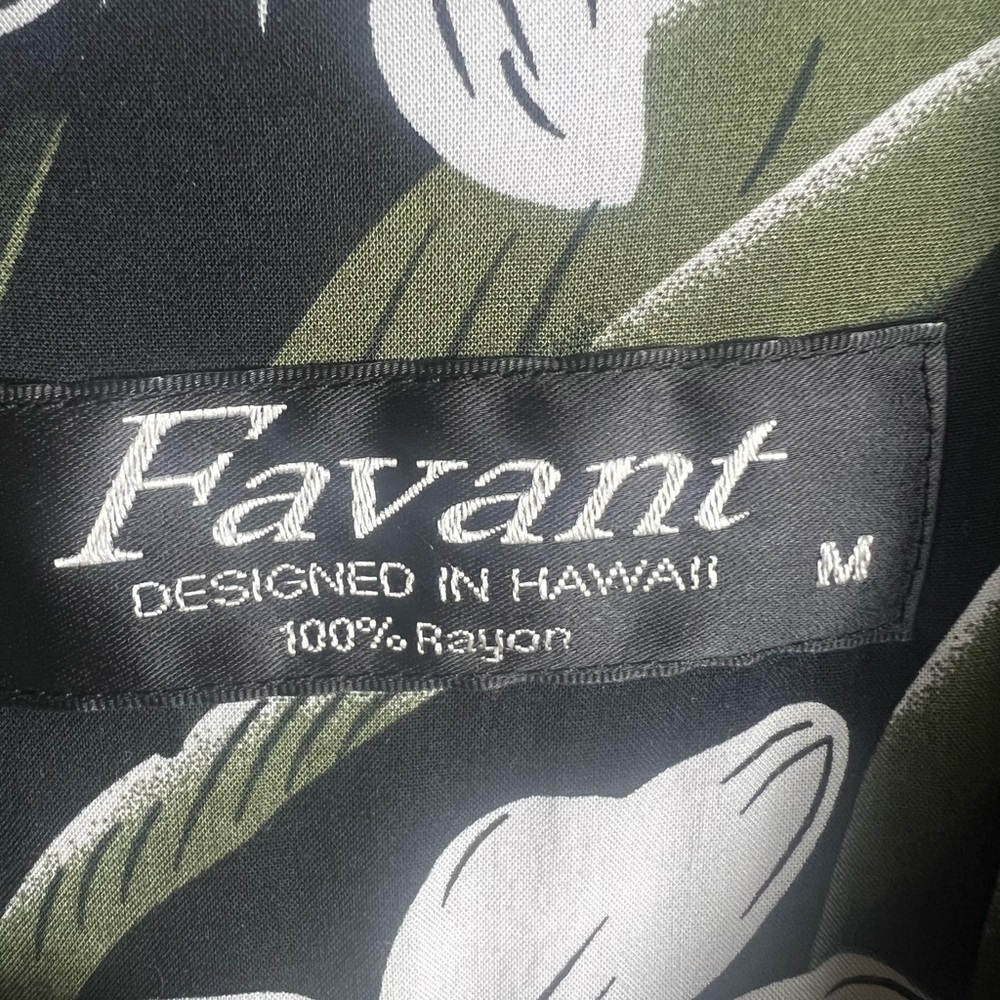 Favant Hawaii Short Sleeve Hawaiian Shirt Floral Tropical Button Black White - Picture 6 of 6